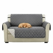 Sofa Slipcover Reversible, Small Couch Cover for Dogs Pets, Quilted Loveseat Sofa Cover with Elastic Washable Furniture Protector for Living Room (Small Sofa, Gray)