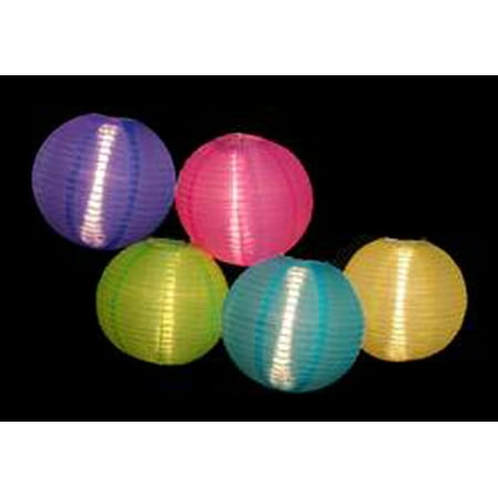 Set Of 5 Multi Color Chinese Lantern Garden Patio Lights White Wire
