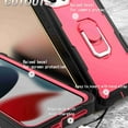 thumbnail image 4 of Dteck Back Case For Apple iPhone 13 Pro Max, Ring Stand Shockproof Hybrid Hard PC Soft Silicone Bumper Heavy Duty Shockproof Three Layer Drop Protective Girls Boy Cute Phone Case(Black+Rose), 4 of 7