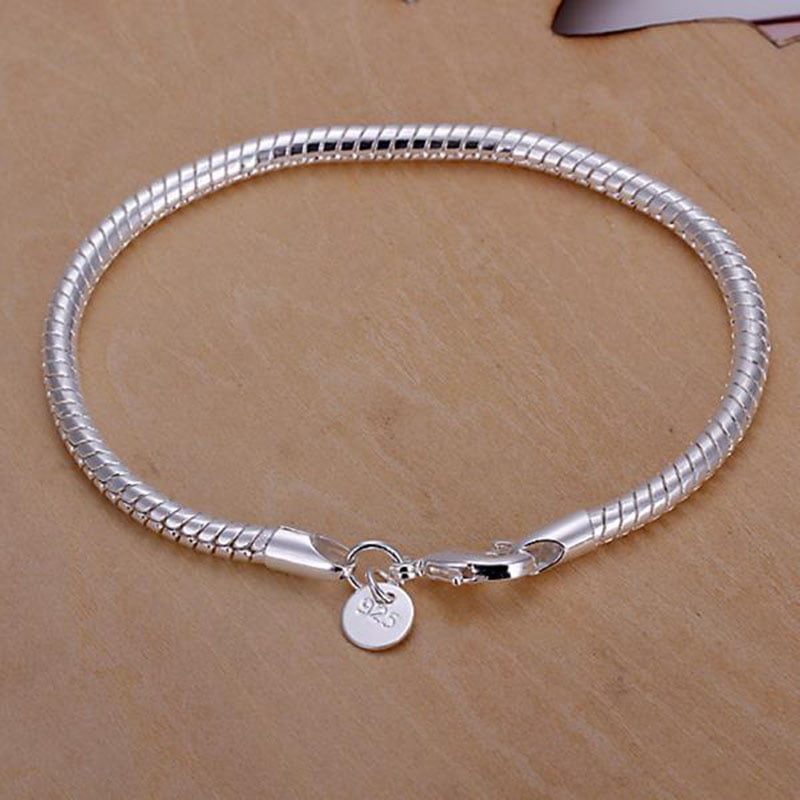 Fashion Men Women 925 Silver Plated Bangle Cuff Bracelet Wristband Jewelry Gift 