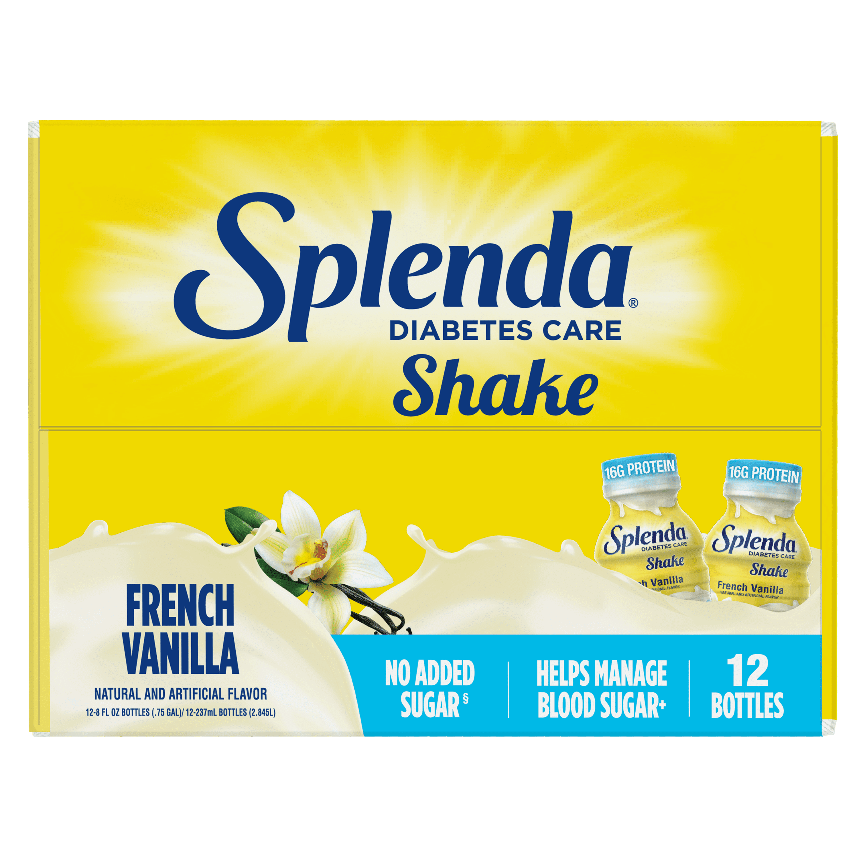 Splenda Diabetic Protein Shakes, Helps Manage Blood Sugar, French Vanilla, 8oz, 12 Pack
