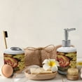 thumbnail image 4 of Ambesonne Rose Soap Dispenser & Toothbrush Holder Set, Vintage Piano Keyboard, 2 Pcs, Cream Red, 4 of 6