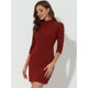 thumbnail image 5 of Vestido de trabajo a cuadros Allegra K con Cuello Simulado y Manga 3/4 Rojo XL, 5 of 5
