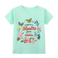 thumbnail image 2 of HILEELANG Big Kids Girls' Short Sleeve Tee Cotton Casual Crewneck Easter Butterfly Flowers Graphic Tops T-Shirts Purple Green 3 Packs Sets 10Years, 2 of 5