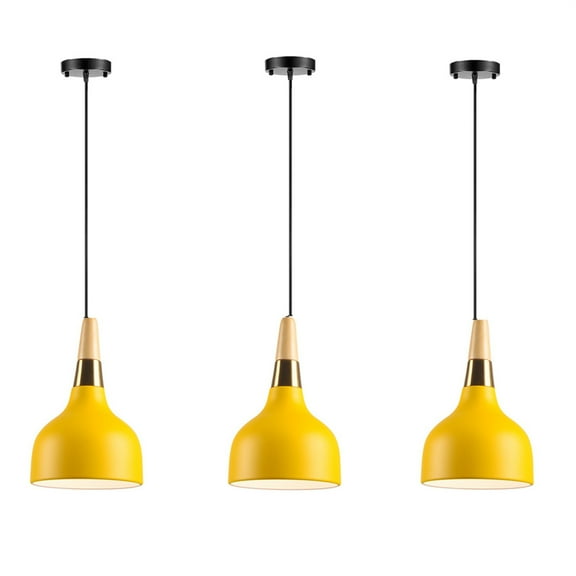 JLOWCO 3 Light Pendant Lighting for Kitchen Island Farmhouse,led Hanging Over Dining Table Ceiling Lights for Kitchen,Hanging Light Fixture Yellow (LED Bulb Include)