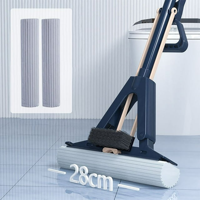 Absorbent Folding Sponge Mop With Brush Hand Mop