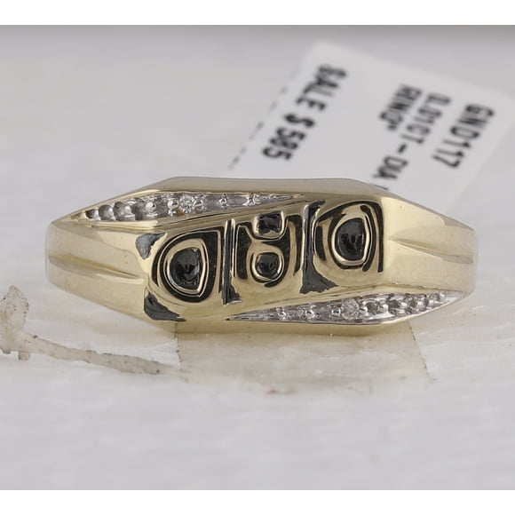 10kt Yellow Gold Mens Round Diamond Dad Father Band Ring .01 Cttw