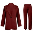thumbnail image 4 of Women's Casual Long Sleeve Lapel Cardigan Suit With Pants, Autumn Spring Daily Wear, Solid Color Fashion Fit True To Size Set, 4 of 5