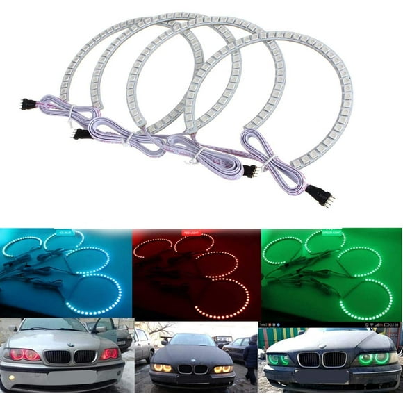 Eaglerich 1Set RGB Halo Ring Angel Eyes Headlight Daytime Running Lights Compatible For BMW E39 E46 E60 E92 E36