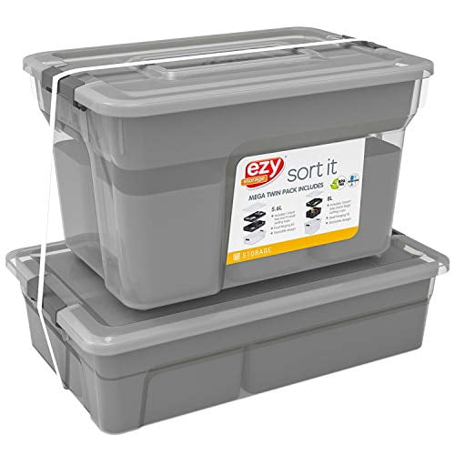 Ezy Storage Sort It Small Organizers 2 Pk Grey Walmart Com Walmart Com