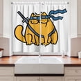 thumbnail image 2 of Ambesonne Ninja Cat Kitchen Curtains, Hero Pet with Blindfold, 55"x39", Marigold Slate Blue, 2 of 3