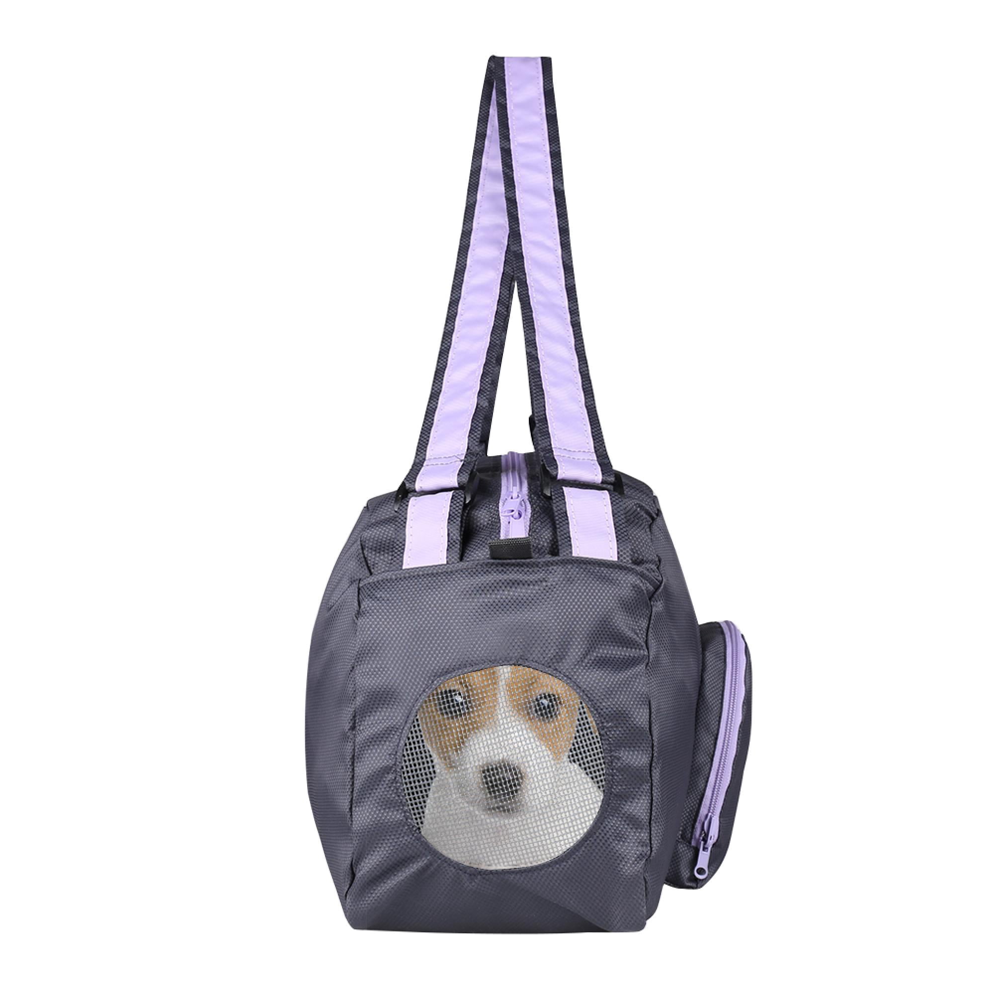 Foldable Soft Pet Carrier for Small Dogs & Cats – Lightweight Airline-Approved Travel Bag with Mesh Ventilation & Shoulder Strap – For Puppies, Kittens, Rabbits – Black Purple