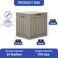 thumbnail image 4 of Uforic 31 Gallon Outdoor Resin Deck Box, Waterproof Storage Box, Lockable, Light Brown, 4 of 9