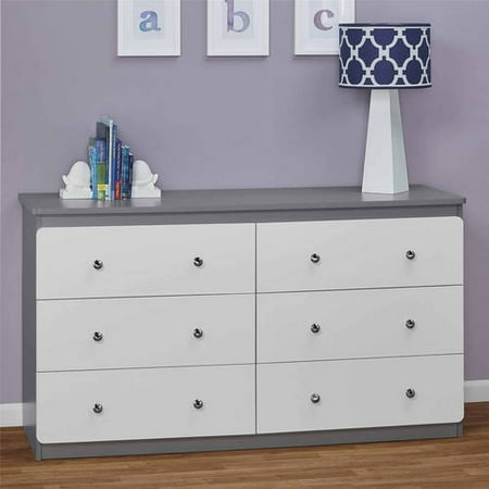 Cosco Willow Lake 6 Drawer Dresser White Gray Walmart