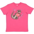thumbnail image 3 of Inktastic Cute Smiling Valentine's Day Otter with Heart Youth T-Shirt, 3 of 5