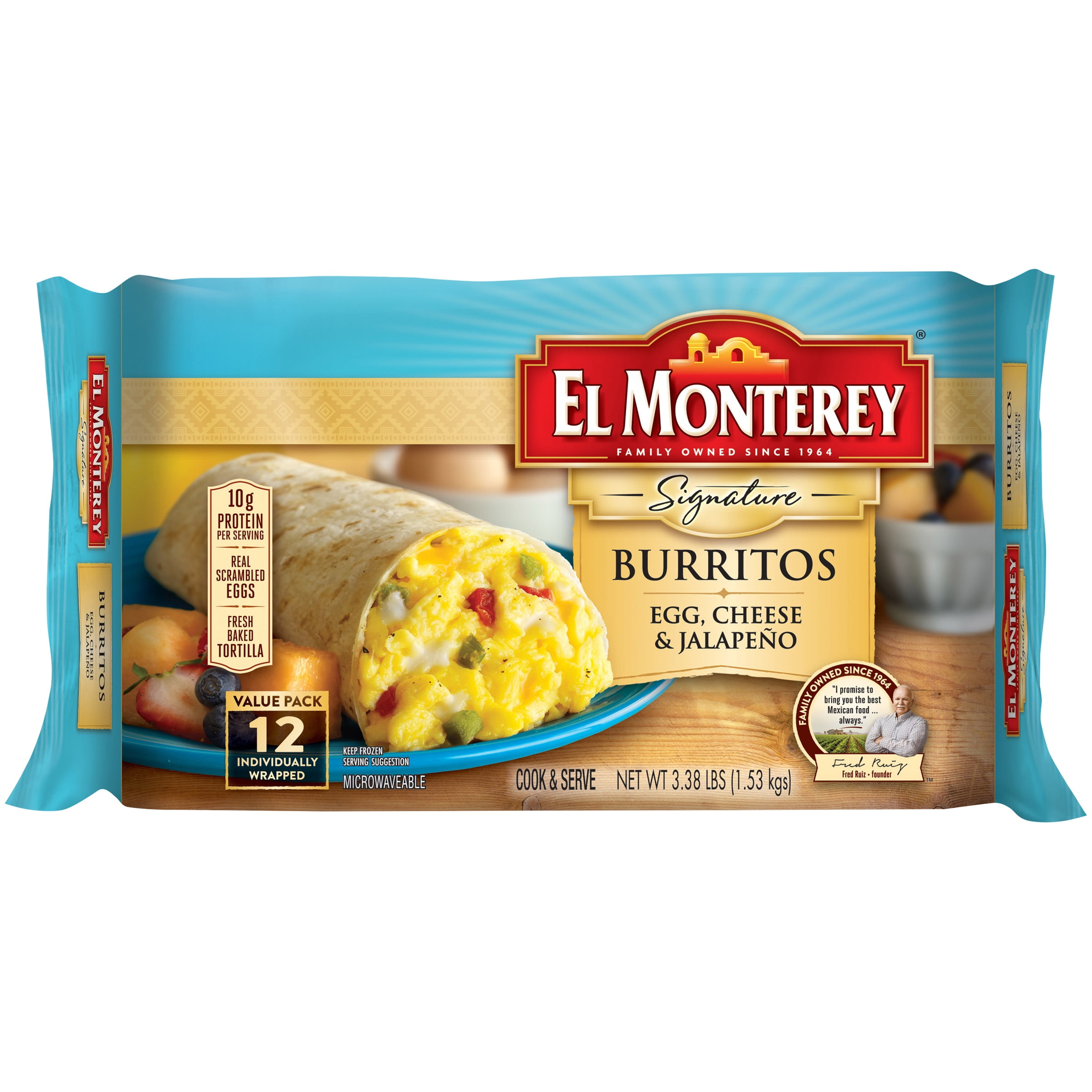 El Monterey® Signature Egg, Cheese & Jalapeño Burritos 12 ct Bag
