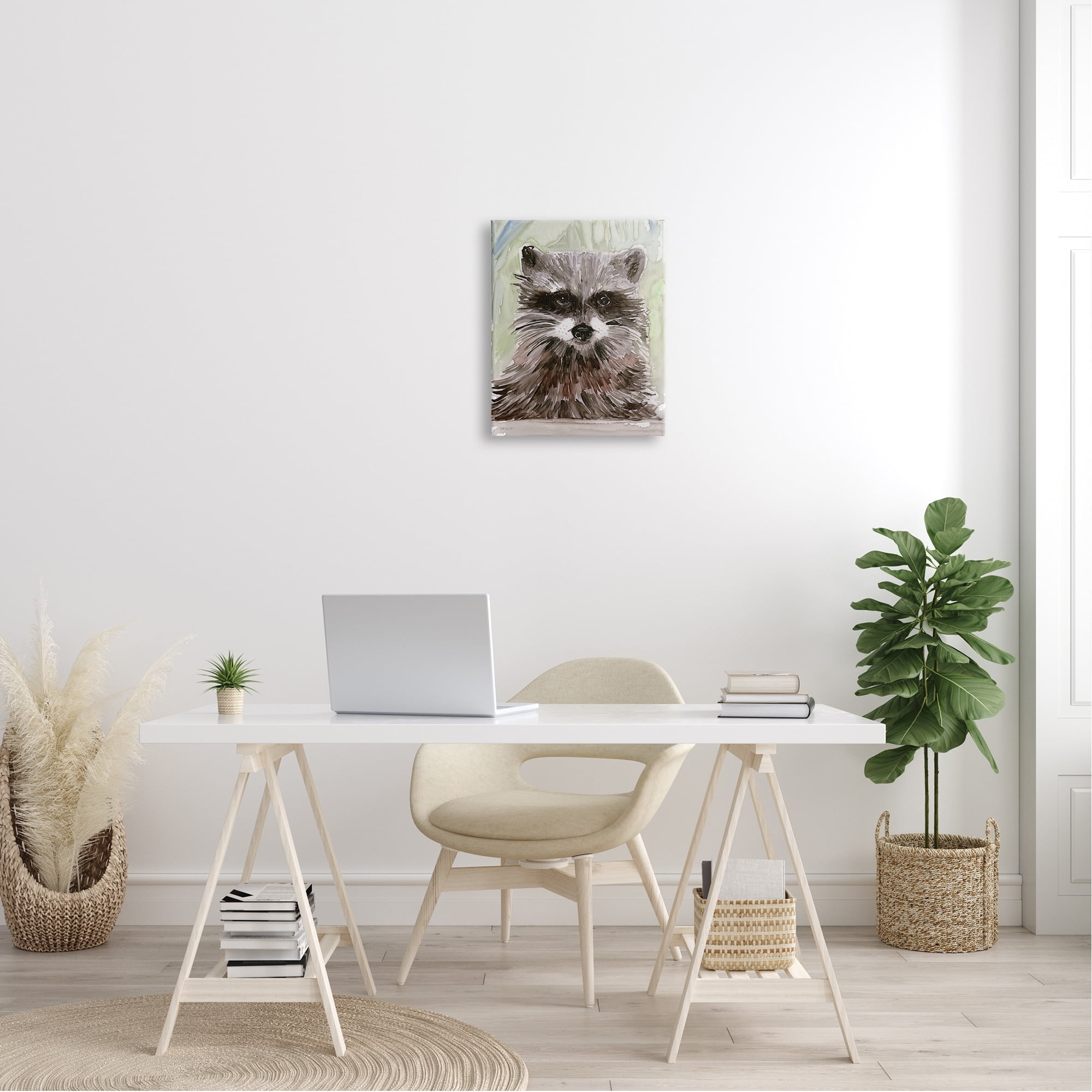Stupell Industries Wild Raccoon Peeking Layered Painterly Brushstrokes Canvas Wall Art, 24 x 30, Design by Stellar Design Studio