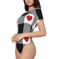 thumbnail image 3 of Picia Heart Black Buffalo Plaid Gingham Womens One Piece Swimsuits Modest Tummy Control Bathing Suits Lace Up Slimming Swim Suit-Large, 3 of 9
