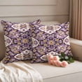 thumbnail image 2 of Purple Boho Outdoor Waterproof Pillow Covers, Ethnic Southwest Country Flowers Motifs Decorative Square Throw Pillowcase Sofa Cushion Sham for Patio/Couch/Chair, 26"x26" 2 Pack, 2 of 8