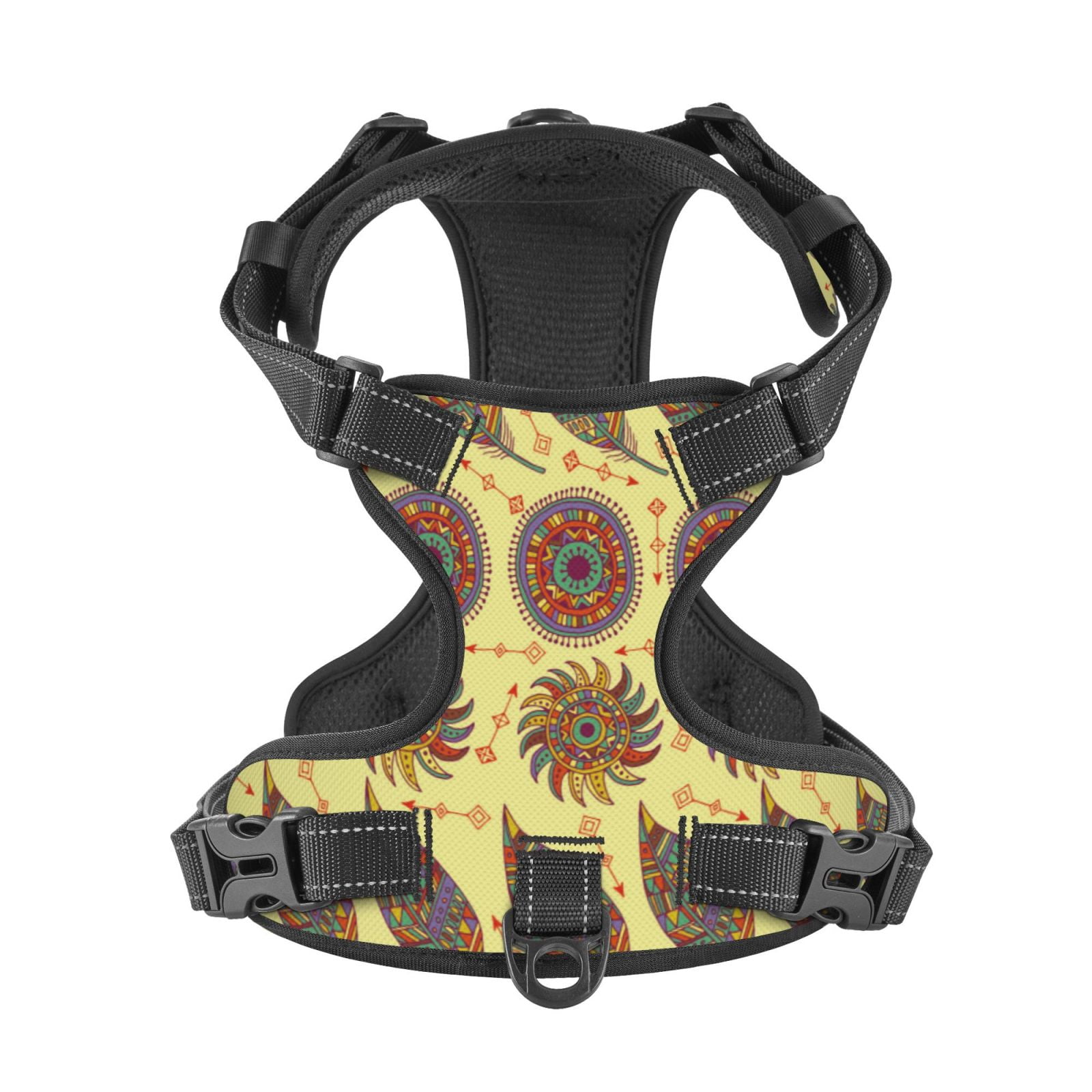 Kdxio Bohemia Print No Pull Dog Harness Adjustable Reflective Oxford Easy Control Medium Large Dog Harness for Training and Everyday-Medium
