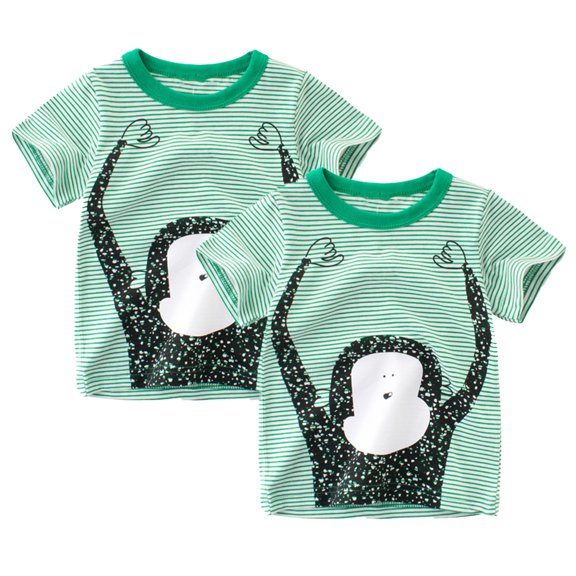 YTDSCS Kids T-Shirt for Boys Short Sleeve Cotton Soft Summer Casual Active Stripe Cartoon TShirt 1-9T