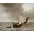 thumbnail image 2 of school of Jan van de Capelle 17x15 Black Ornate Wood Framed Double Matted Museum Art Print Titled - Sailboats in a Breeze (Between 1655 and 1660), 2 of 5