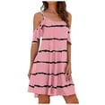 thumbnail image 2 of Heliisoer Robe pour Femme, Liquidation Mode d'Été Femmes Été Décontractée Col Rond Imprimé Manches Courtes Poche Robe Mini, 2 of 9
