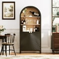 thumbnail image 3 of MIDOQIN 5-Tier Black Arched Bookshelf, 61" Tall Arched Bookcase with Storage Shelves and Door, 3 of 13