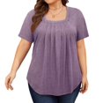 thumbnail image 1 of Tops de Talla Grande para Mujer, Corta, Cuello Cuadrado, Túnica Holgada de Verano para Leggings. Púrpura XL, 1 of 7