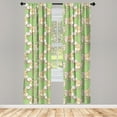 thumbnail image 4 of Ambesonne Yellow Bird Window Curtains, Little Chickens, Each 28" W x 63" L, Green Champagne, 4 of 4