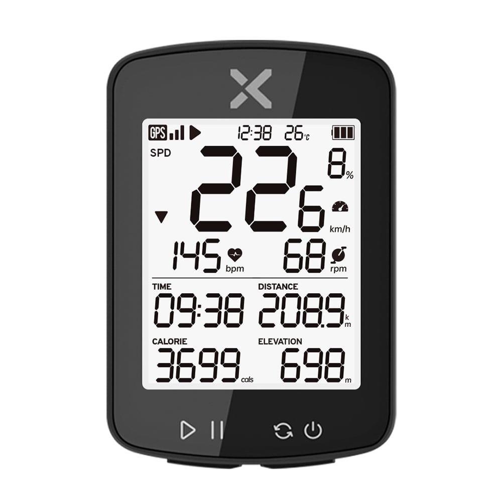 GPS Bike Computer Wireless - 2.6" LCD Screen, Bluetooth/ANT+, 50-Hour Battery, Waterproof, With Speedometer & Odometer