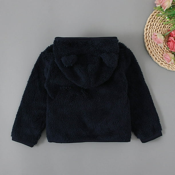 zanvin Toddler Girls Boys Fleece Hoody Jacket Zip Up Teddy Coat Warm Winter Outwear Dark Blue 6 12 Months Walmart
