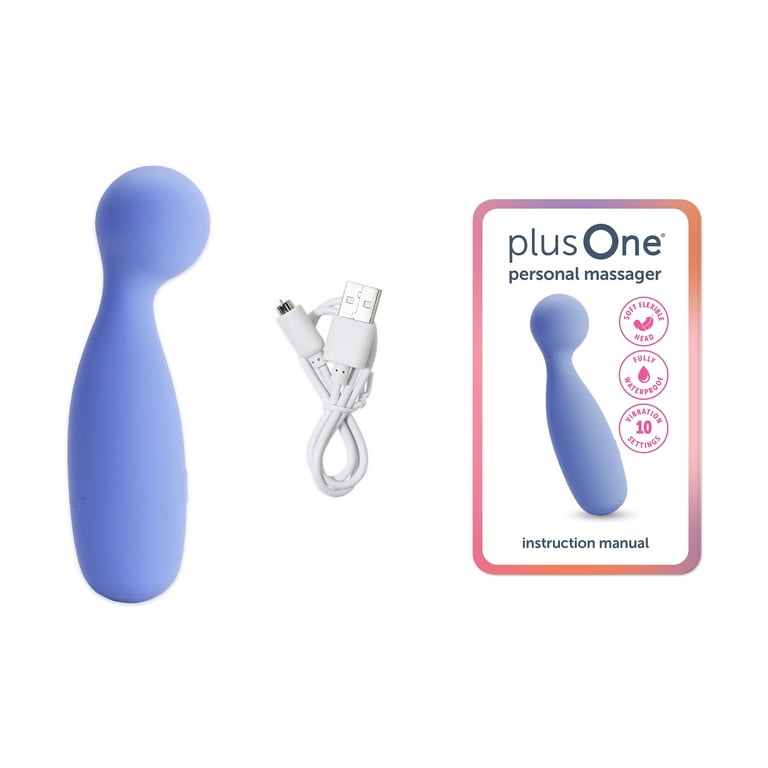 plusOne Vibrating Personal Soft Touch Massager, 10 Vibration Settings,  Waterproof