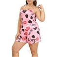 thumbnail image 2 of ZhiZhuang Pajamas Set for Women,Womens Plus Size Pajama Set Love Printed Sleeveless Tank Tops with Shorts Set Sleepwear Loungewear Outfits XL-5XL, 2 of 4
