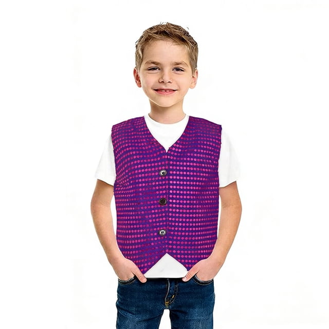 PMVFHDE Veste de Danse à Paillettes pour Enfants pour Performance sur Scène et Fête de Rue Violet, 6-7 Ans