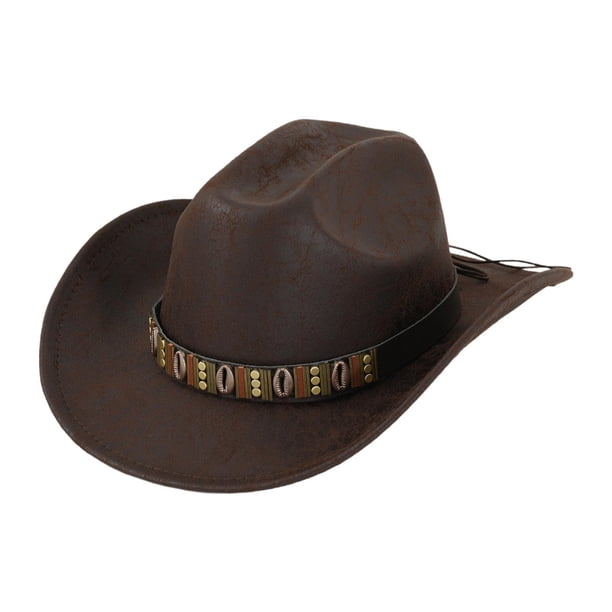 Sombrero de vaquero occidental, sombrero informal de ala ancha para el sol, para vestir en festivales de música al aire libre Estilo D