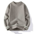 thumbnail image 2 of Casual Sweaters for Man Classic Solid Color Sweater Long Sleeve Crew Neck Pullover Fall Sweatshirt Tops Beige 2XL, 2 of 9