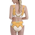 thumbnail image 3 of Daiia Prince Corgi Dog printed 2 piece Swimsuit Bikinis for Women High Waisted Racerback Bathing Suits Summer Tummy Control Scoop Neck Swimwear-Small, 3 of 8