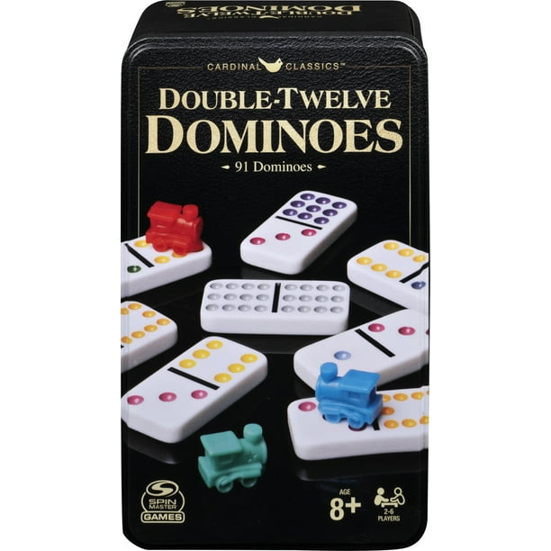 Double Twelve Dominoes Set in Storage Tin, for Families and Kids Ages 8