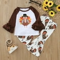 thumbnail image 2 of Futezty Toddler Boys Girls Clothes Fall Winter Outfit Sets, Baby Boy Girl Long Sleeve Round Neck Cartoon Print Elastic Waist 6 12 18 24 Months 2T 3T 3PCS Thanksgiving Outfits, 2 of 7