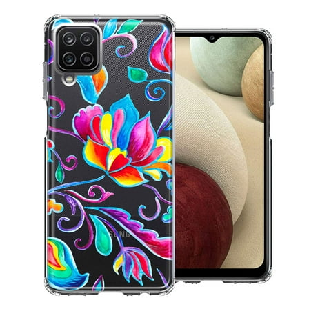 MUNDAZE Case For Samsung Galaxy A12 Bright Colors Rainbow Water Lilly Floral Phone Cover