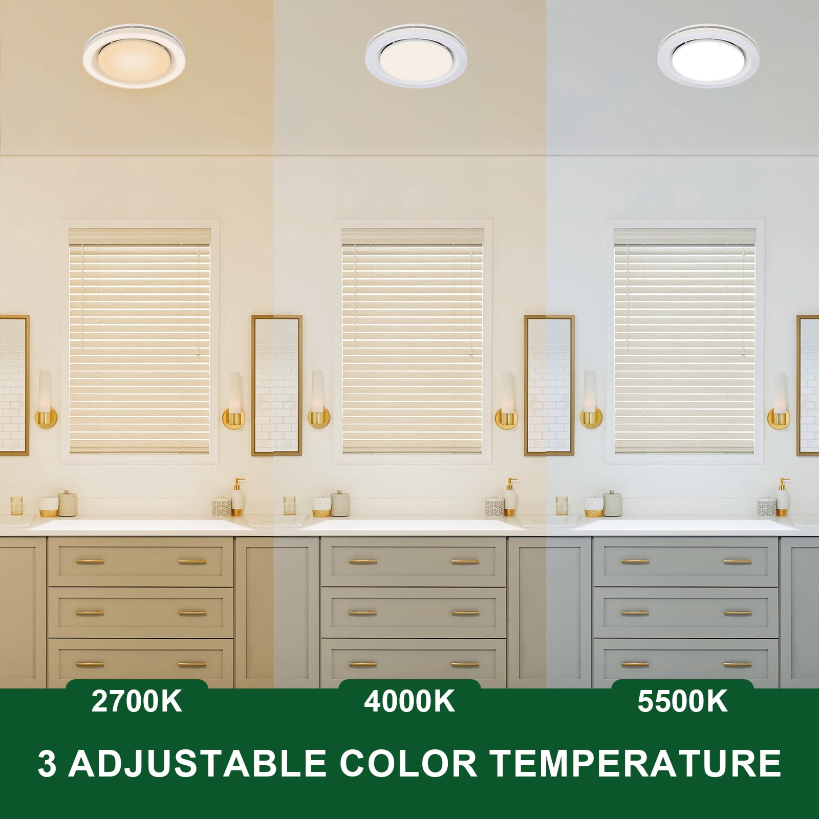 Akicon 90 CFM Bathroom Exhaust Fan, Matte White