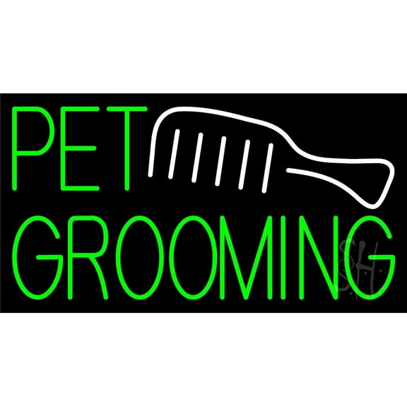 Pet Grooming Block 1 LED Neon Sign 13" Tall x 24" Wide - inches Black Square Cut Acrylic Backing, with Dimmer - Premium built indoor Sign for Club, Home décor, Event, Workshop, Storefront.