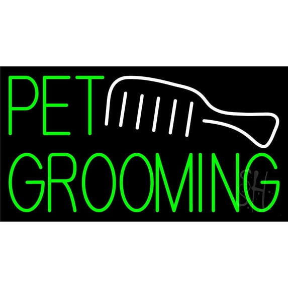 Pet Grooming Block 1 LED Neon Sign 20" Tall x 37" Wide - inches Black Square Cut Acrylic Backing, with Dimmer - Premium built indoor Sign for Club, Home décor, Event, Workshop, Storefront.