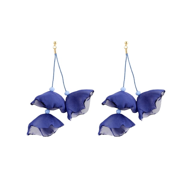 Qarigey Pendientes colgantes de flores de tela, elegantes y livianos, fáciles de combinar con cualquier atuendo Pendientes de flores Ropa, zapatos y accesorios Miscelánea azul