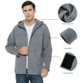 thumbnail image 5 of Men's Hooded Polar Fleece Jackets Big & Tall Full Zip Bonded Hoodie with Zip Pockets (Grey, L), 5 of 5