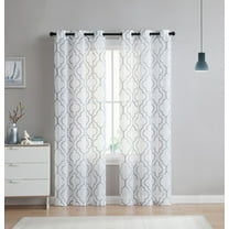 2 Pack: VCNY Home Charlotte Semi Sheer Trellis Grommet Top Curtain Panels - (Grey, 96 in. L)