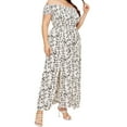 thumbnail image 4 of Sexy Dance Women Plus Size Boho Long Maxi Dress Cold Shoulder Floral Summer Beach Evening Rockabilly Skater Prom Ball Gown Sundress, 4 of 5