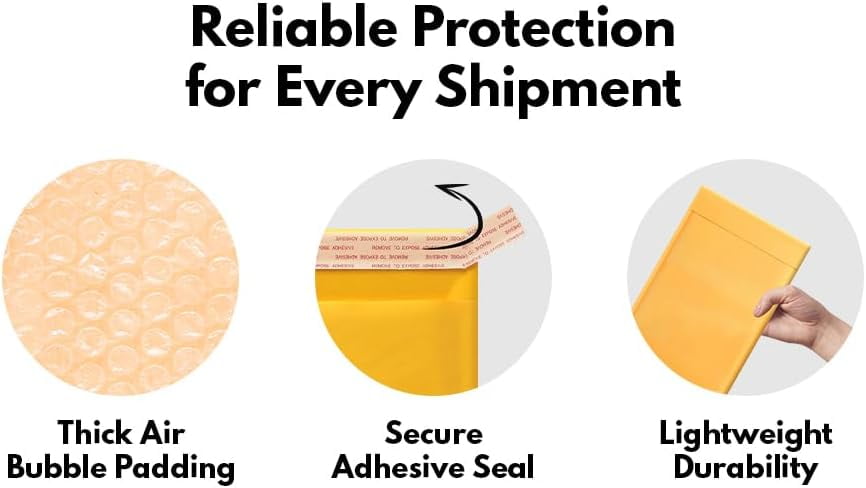 LabelMe #2 Kraft Bubble Mailer 8.5" x 12" 200 Envelopes - Strong Self-Sealing Bubble Padded Envelopes