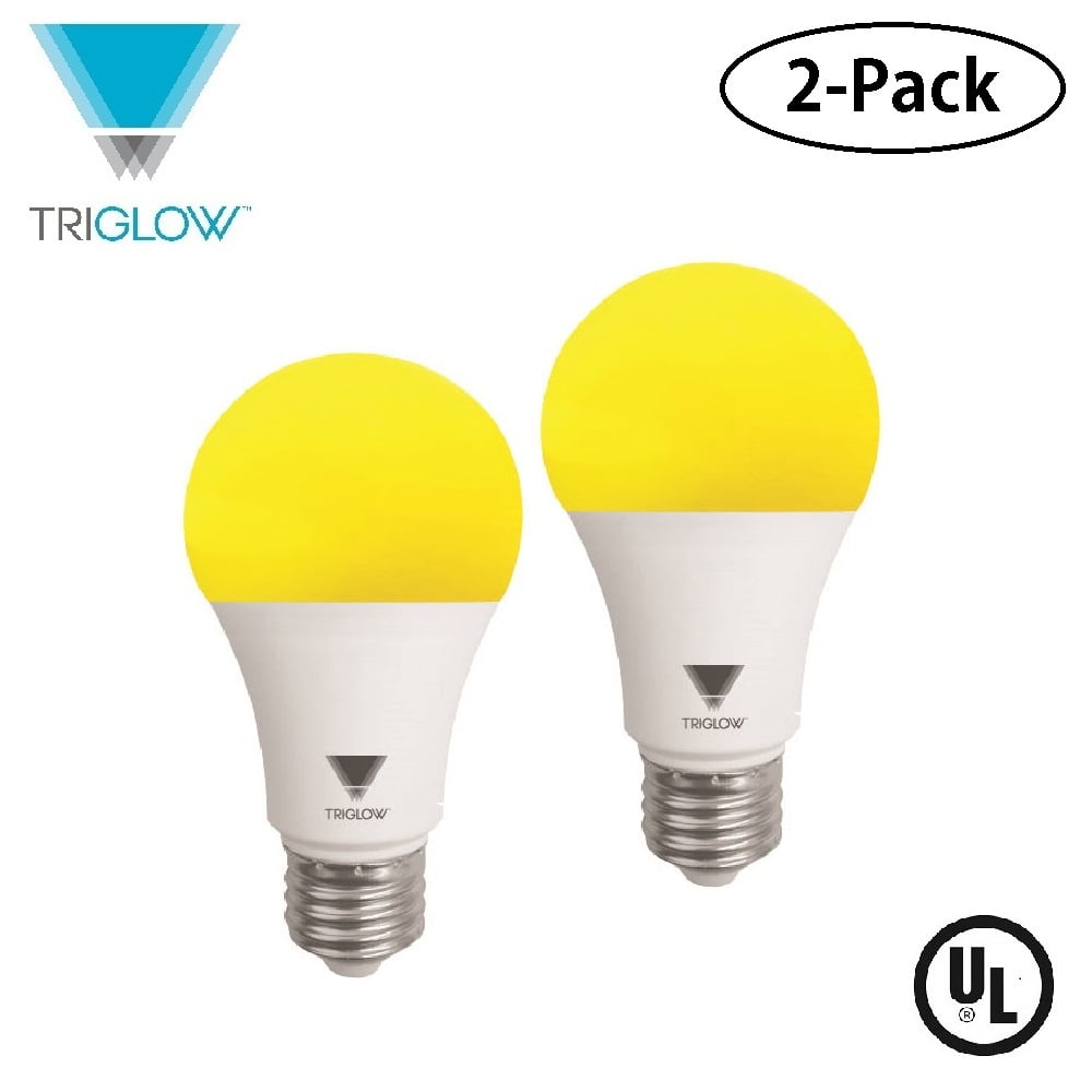 TriGlow T90950 LED A19 Light Bulb, 9W (40W Equivalent) Yellow Bug Light